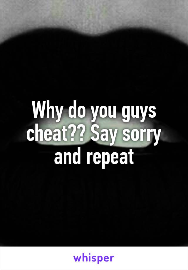 Why do you guys cheat?? Say sorry and repeat