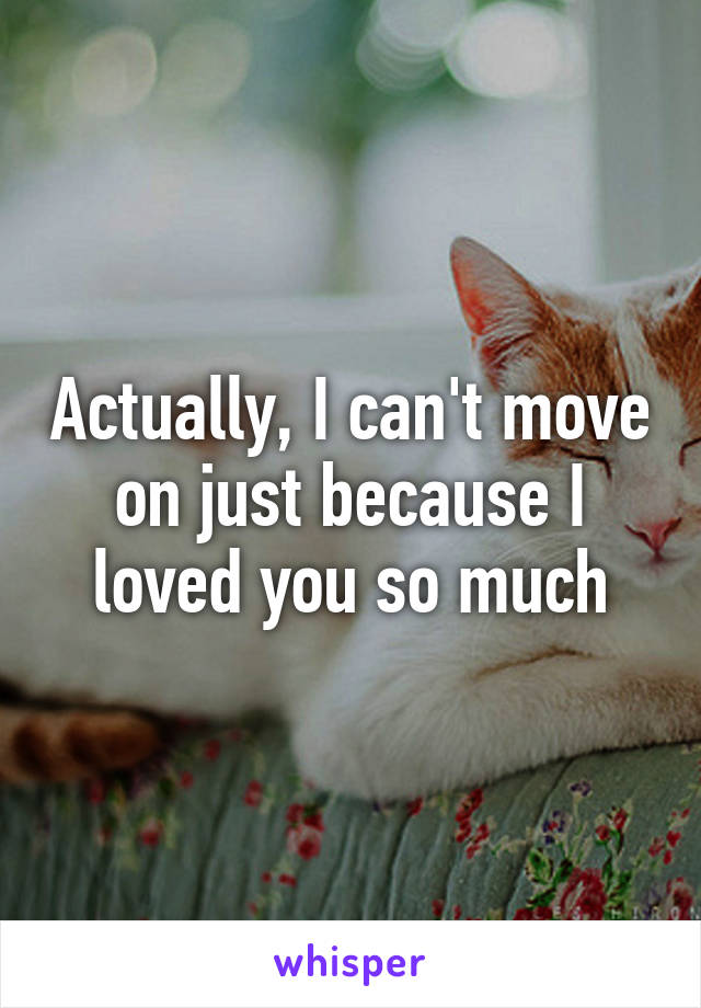 Actually, I can't move on just because I loved you so much