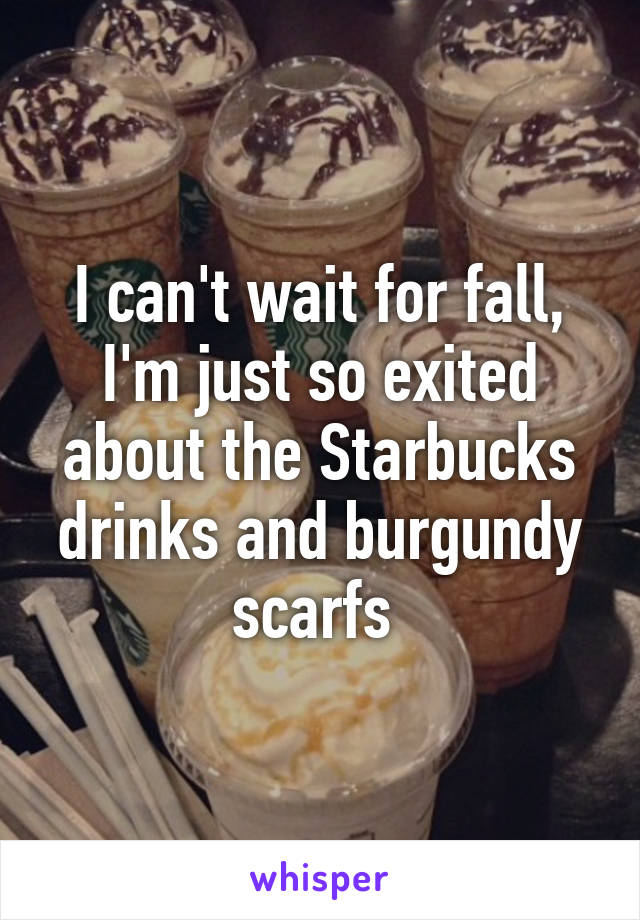 I can't wait for fall, I'm just so exited about the Starbucks drinks and burgundy scarfs 