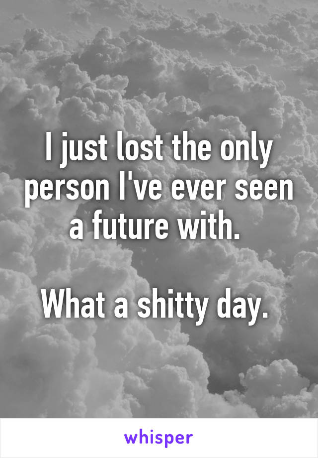 I just lost the only person I've ever seen a future with. 

What a shitty day. 