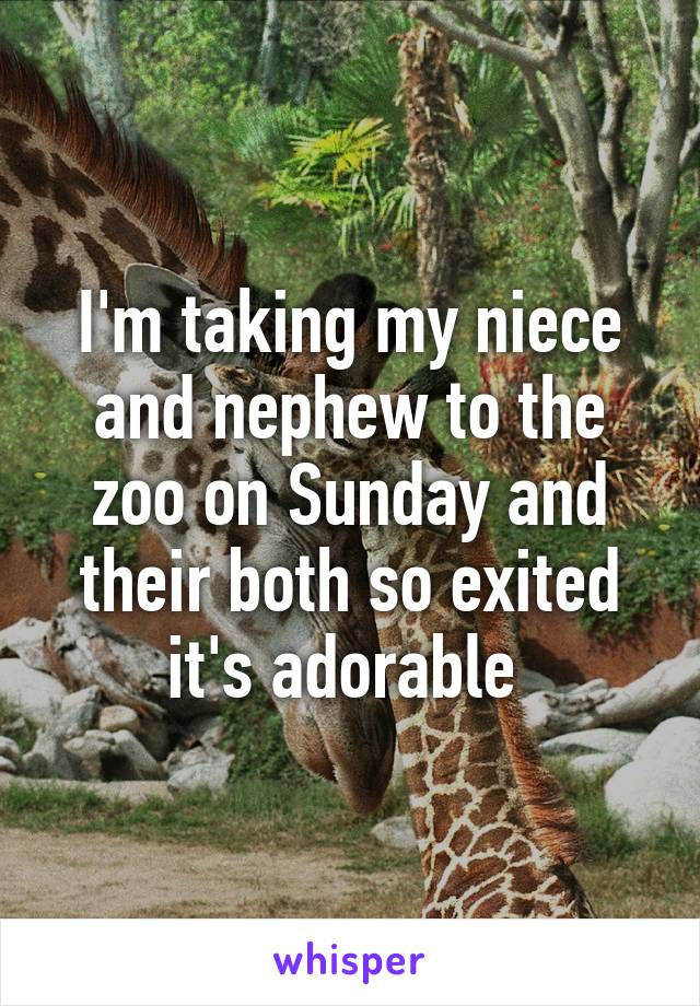 I'm taking my niece and nephew to the zoo on Sunday and their both so exited it's adorable 