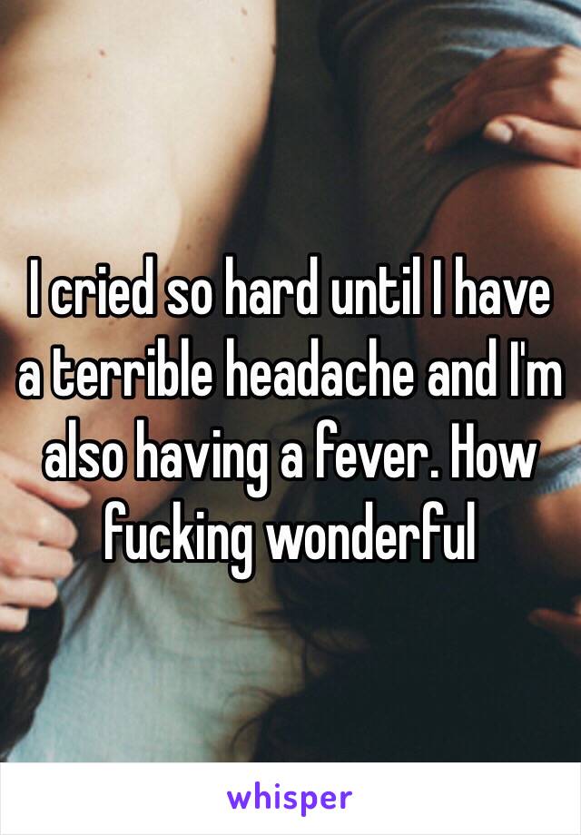 I cried so hard until I have a terrible headache and I'm also having a fever. How fucking wonderful 