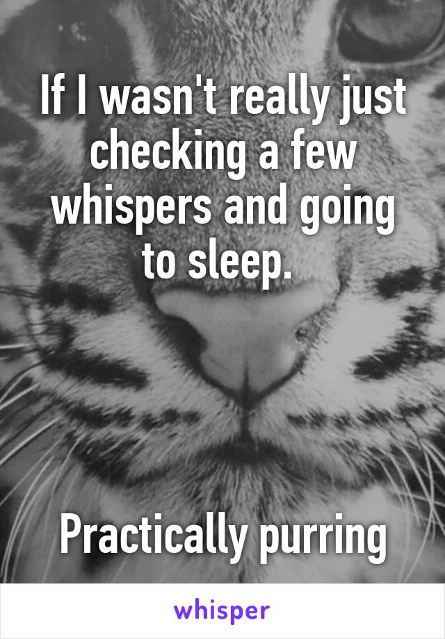 If I wasn't really just checking a few whispers and going to sleep. 




Practically purring