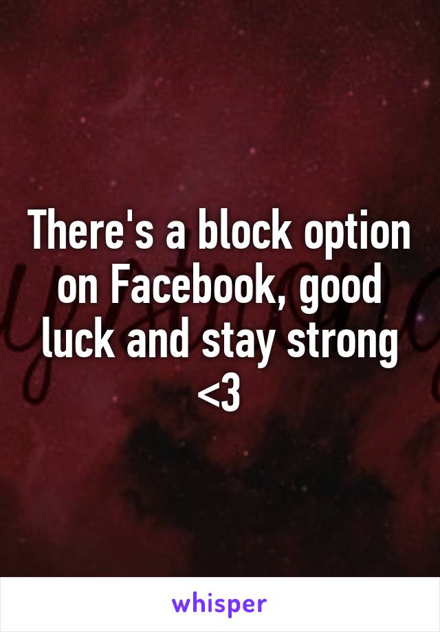 There's a block option on Facebook, good luck and stay strong <3