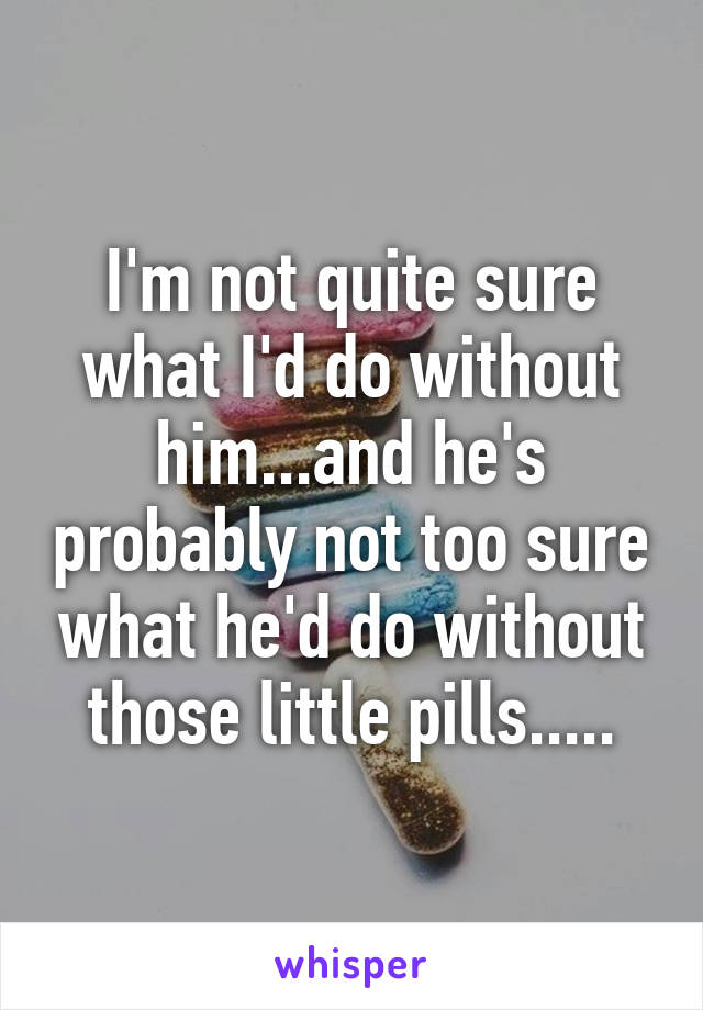 I'm not quite sure what I'd do without him...and he's probably not too sure what he'd do without those little pills.....