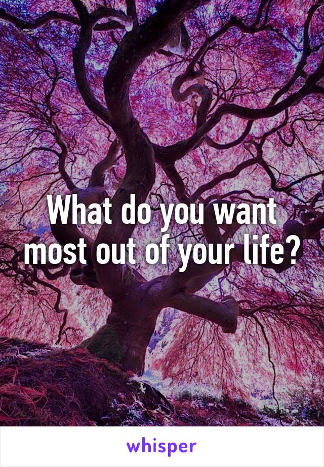 What do you want most out of your life?