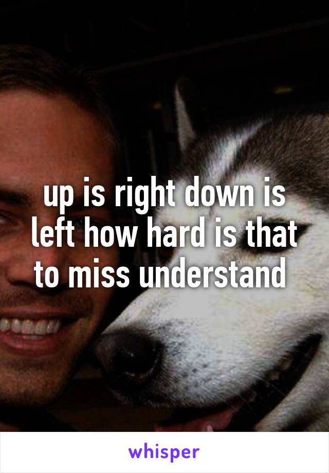 up is right down is left how hard is that to miss understand 