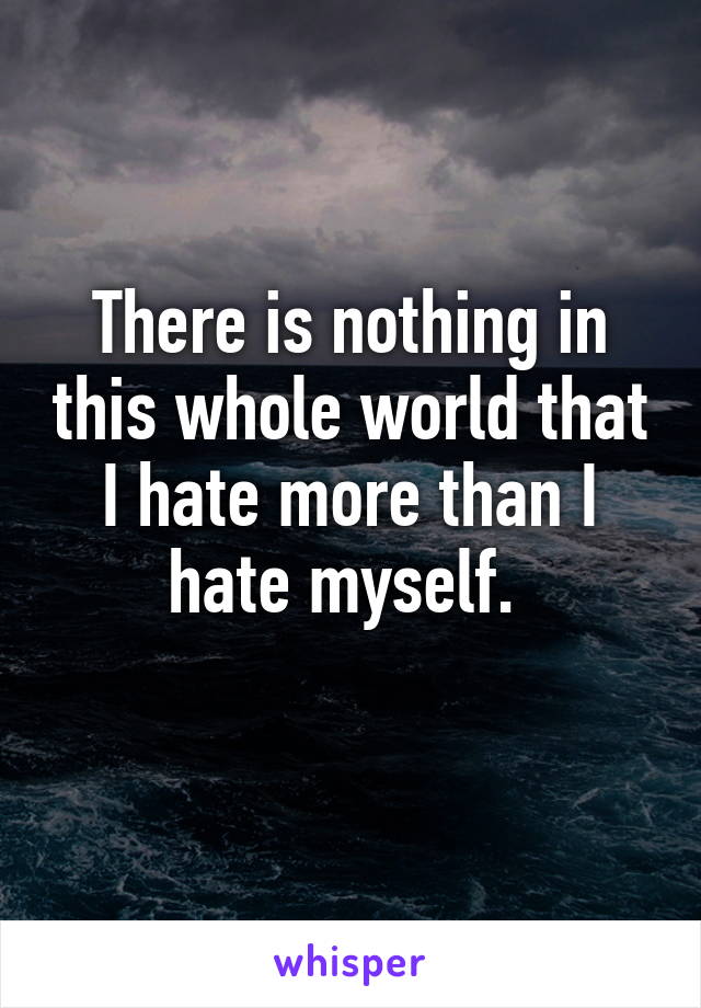 There is nothing in this whole world that I hate more than I hate myself. 
