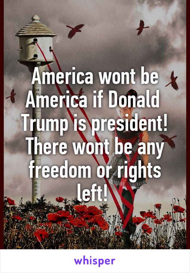 America wont be America if Donald  Trump is president! There wont be any freedom or rights left! 