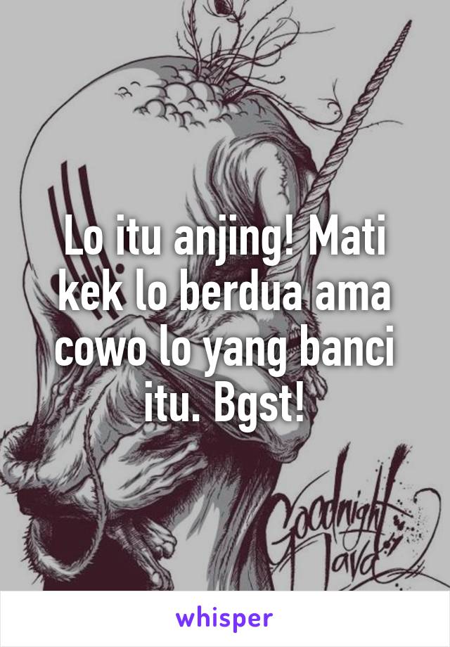 Lo itu anjing! Mati kek lo berdua ama cowo lo yang banci itu. Bgst!