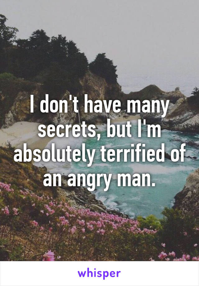 I don't have many secrets, but I'm absolutely terrified of an angry man.