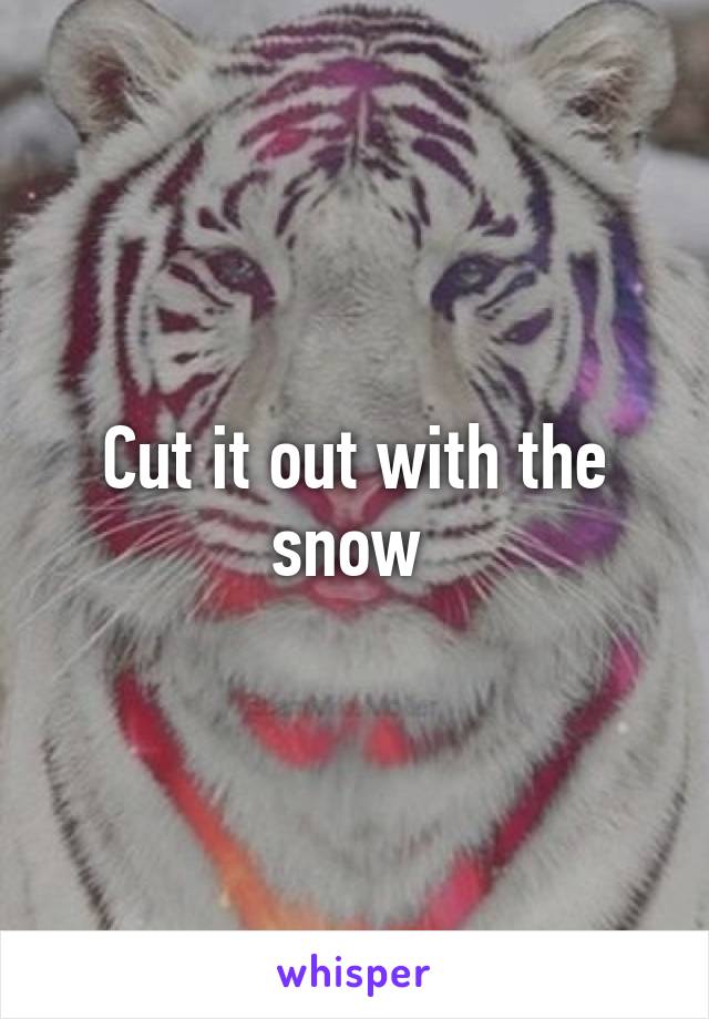 Cut it out with the snow 