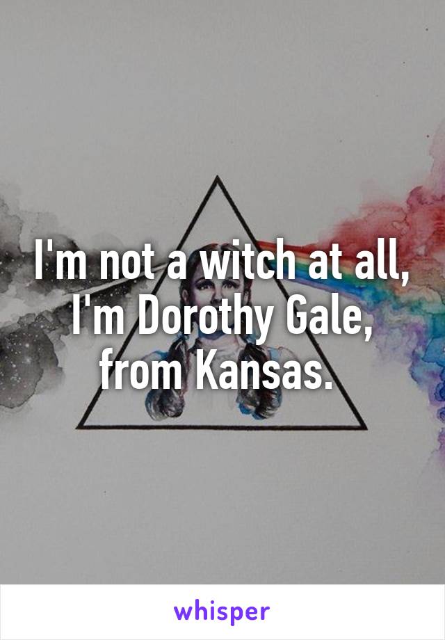 I'm not a witch at all, I'm Dorothy Gale, from Kansas. 