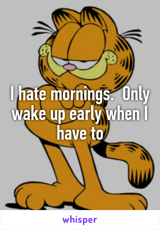 I hate mornings.  Only wake up early when I have to