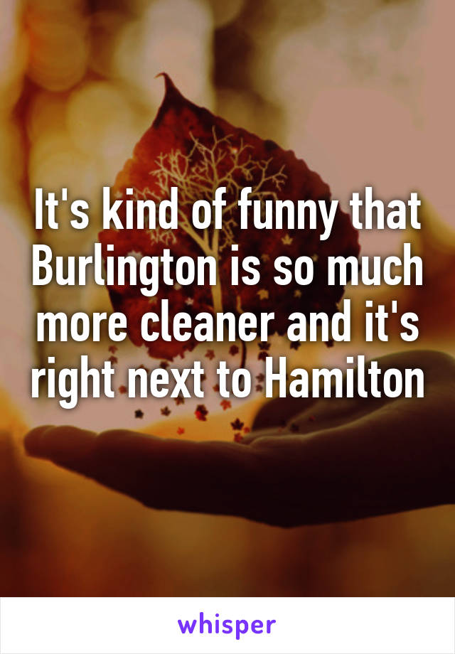 It's kind of funny that Burlington is so much more cleaner and it's right next to Hamilton 