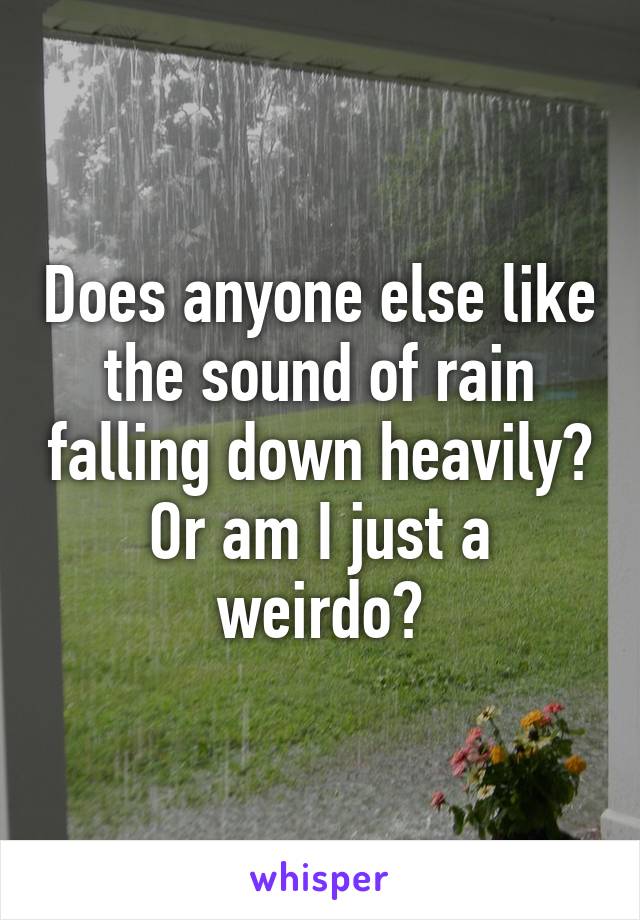 Does anyone else like the sound of rain falling down heavily? Or am I just a weirdo?