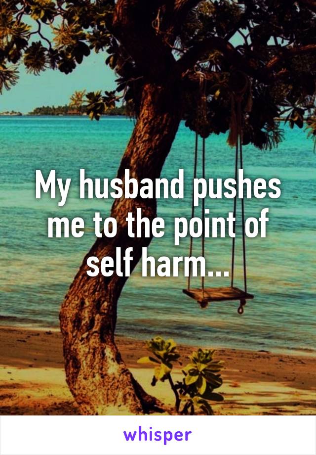 My husband pushes me to the point of self harm...