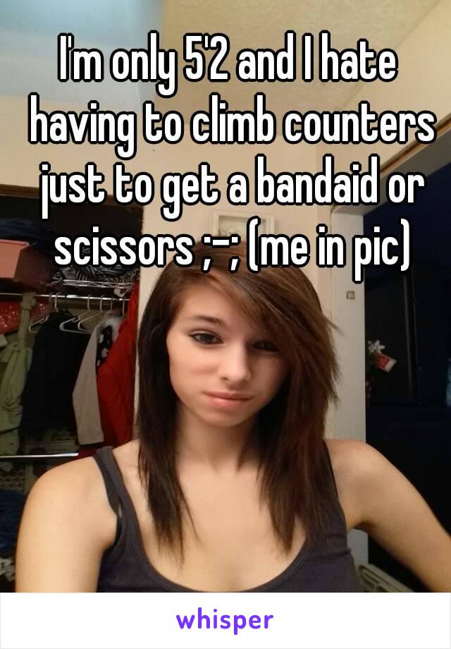 I'm only 5'2 and I hate having to climb counters just to get a bandaid or scissors ;-; (me in pic)