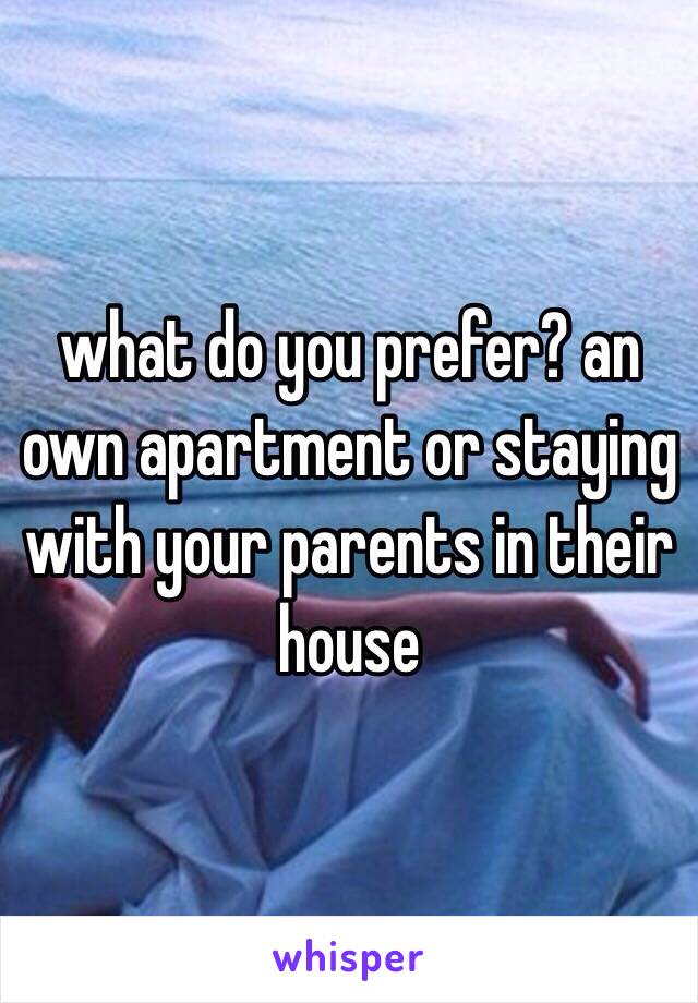 what do you prefer? an own apartment or staying with your parents in their house