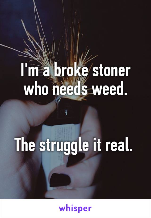 I'm a broke stoner who needs weed.


The struggle it real. 