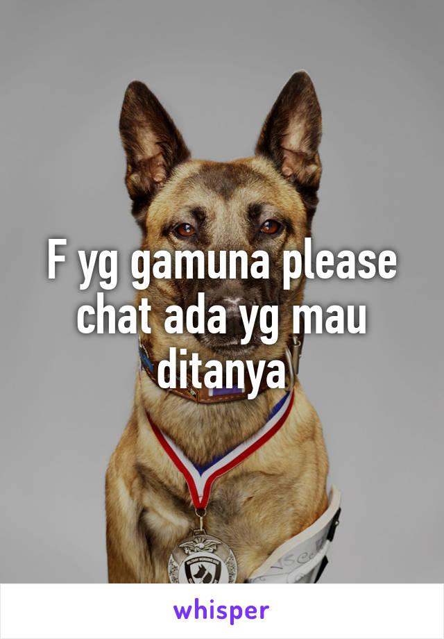 F yg gamuna please chat ada yg mau ditanya