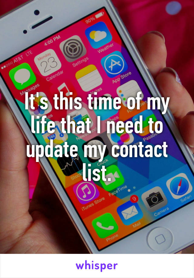 It's this time of my life that I need to update my contact list.