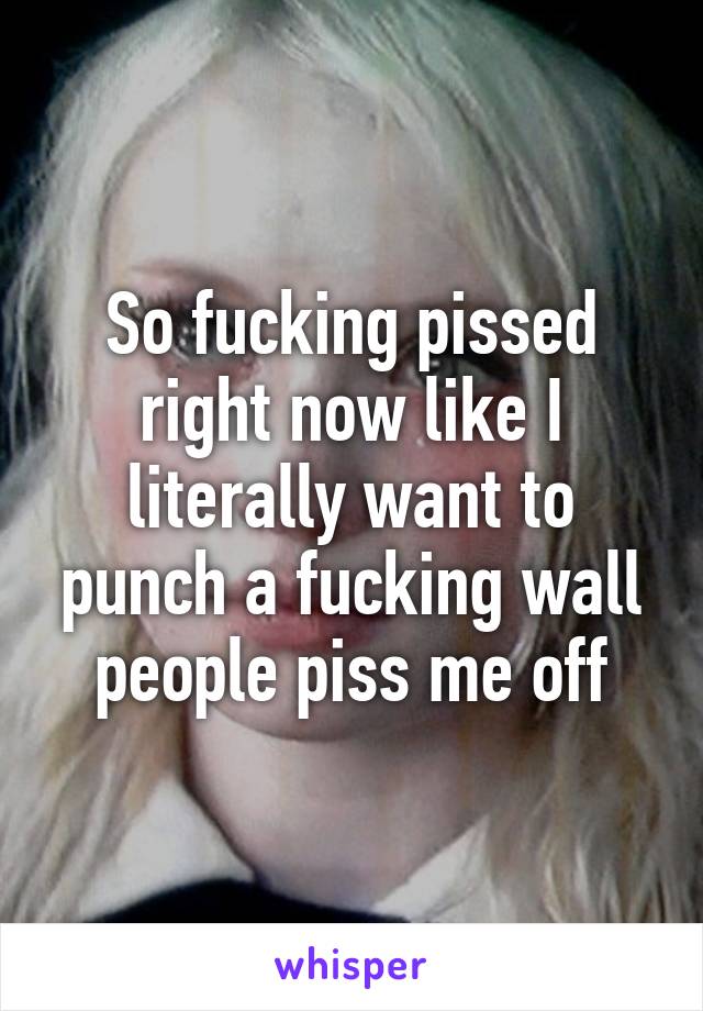 So fucking pissed right now like I literally want to punch a fucking wall people piss me off