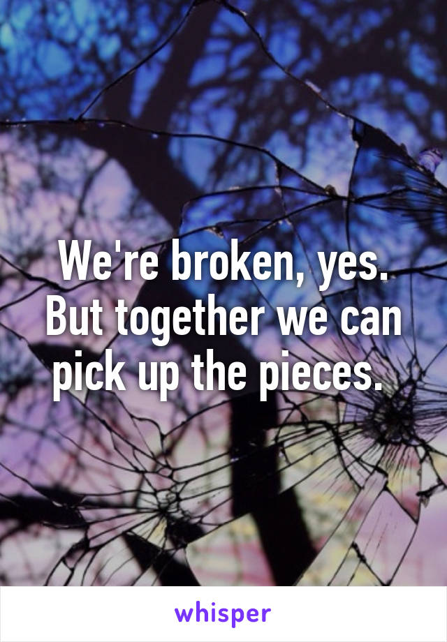 We're broken, yes. But together we can pick up the pieces. 