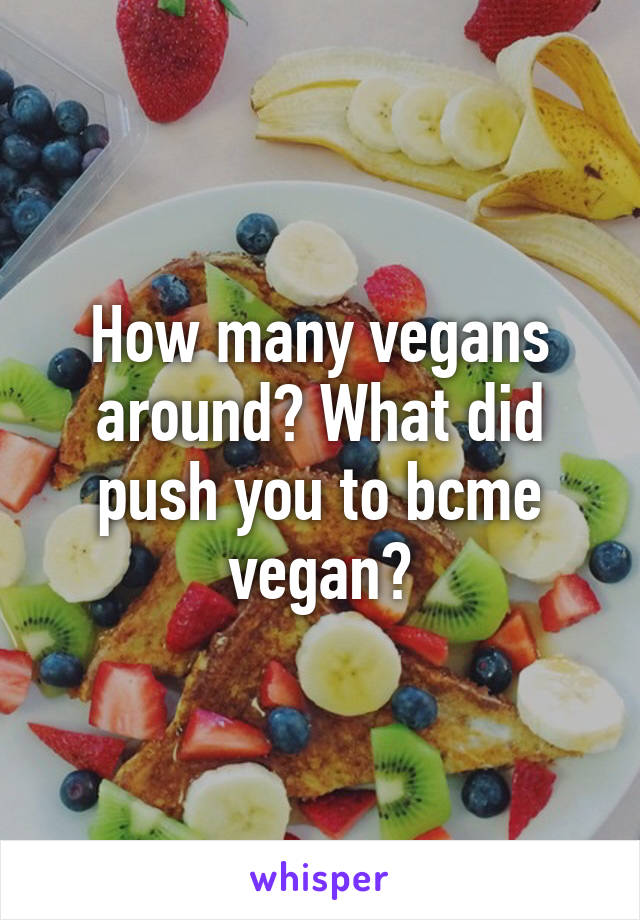 How many vegans around? What did push you to bcme vegan?