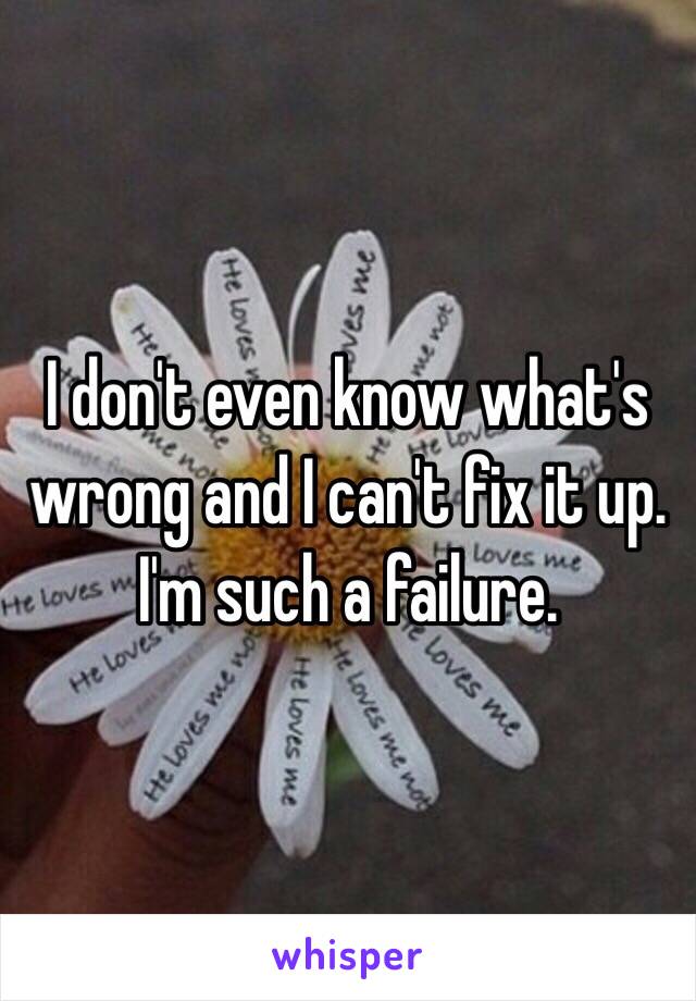 I don't even know what's wrong and I can't fix it up. I'm such a failure.