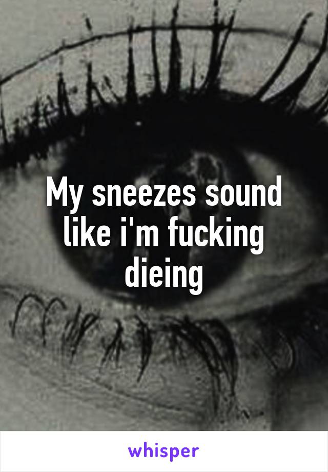 My sneezes sound like i'm fucking dieing