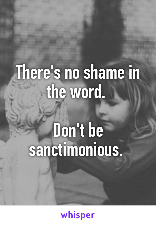 There's no shame in the word. 

Don't be sanctimonious. 