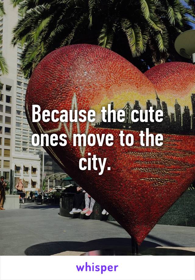 Because the cute ones move to the city. 