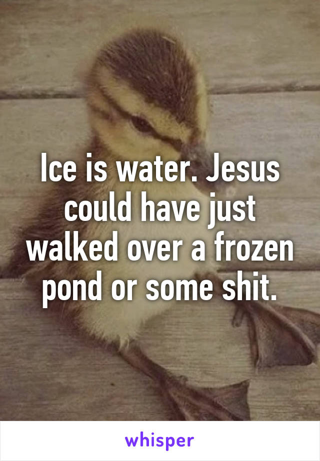 Ice is water. Jesus could have just walked over a frozen pond or some shit.