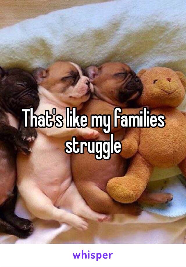 That's like my families struggle 