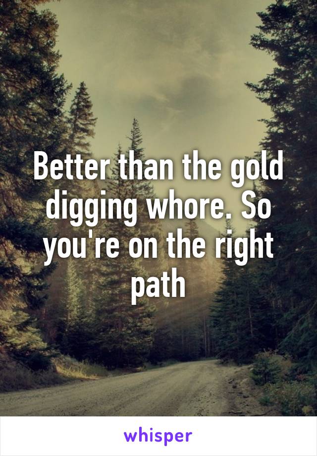 Better than the gold digging whore. So you're on the right path
