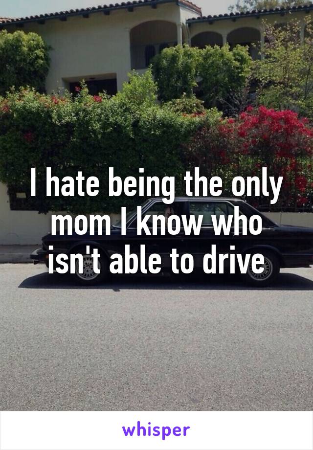 I hate being the only mom I know who isn't able to drive