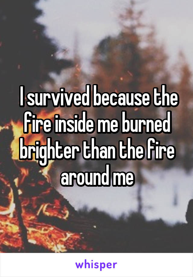  I survived because the fire inside me burned brighter than the fire around me
