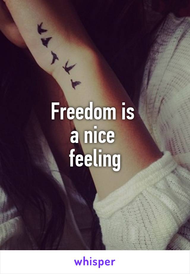 Freedom is 
a nice 
feeling