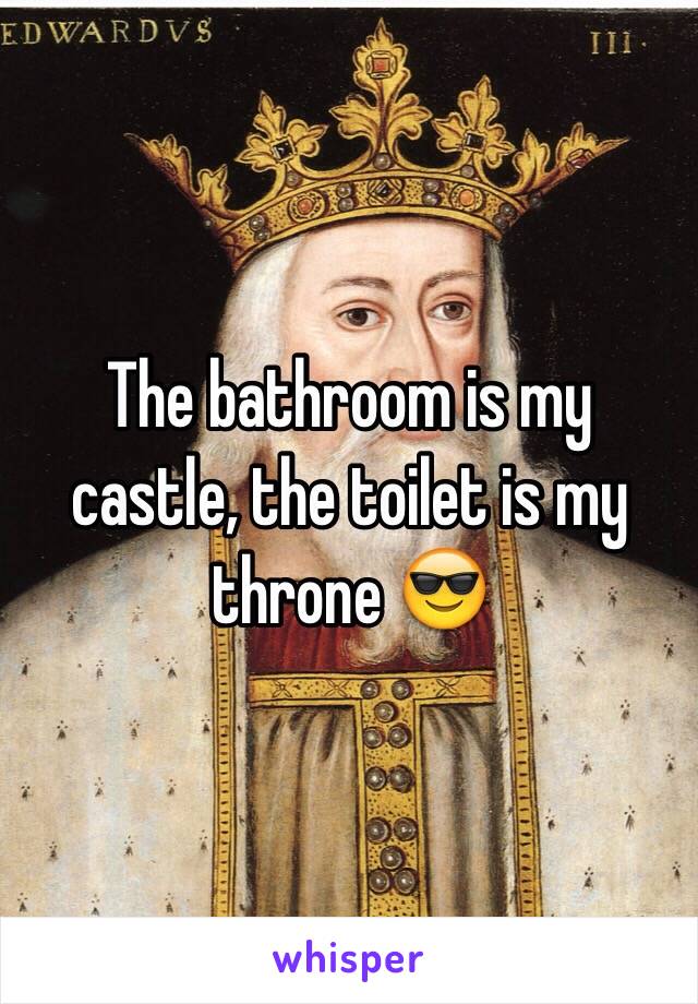 The bathroom is my castle, the toilet is my throne 😎