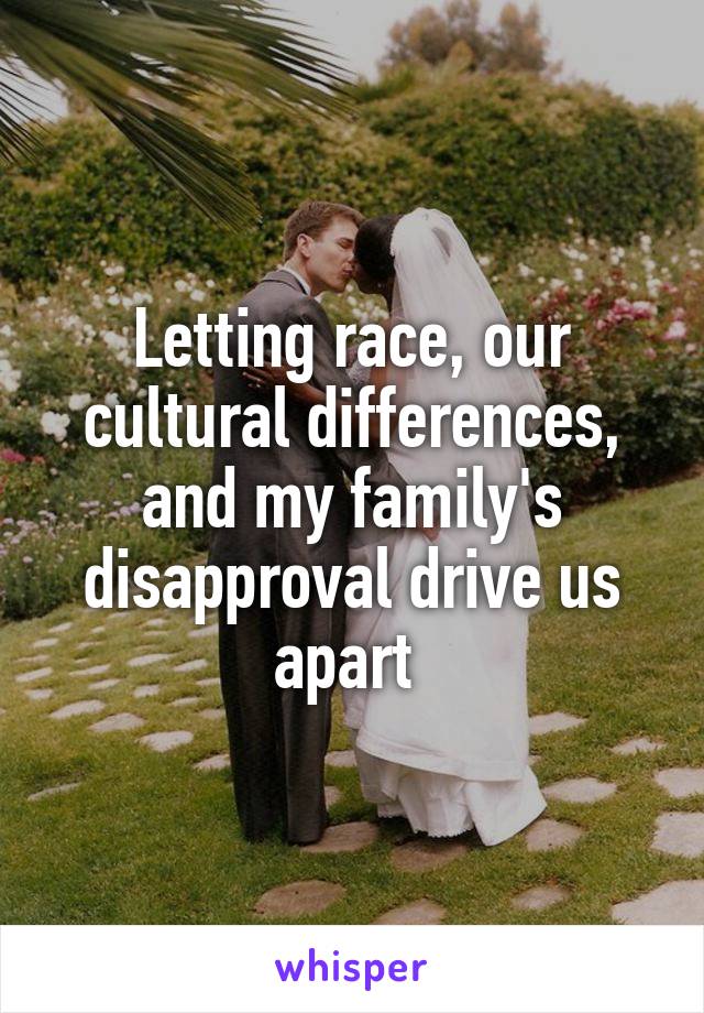Letting race, our cultural differences, and my family's disapproval drive us apart 