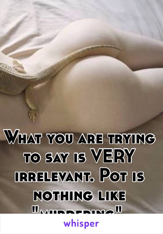 What you are trying to say is VERY irrelevant. Pot is nothing like "murdering". 