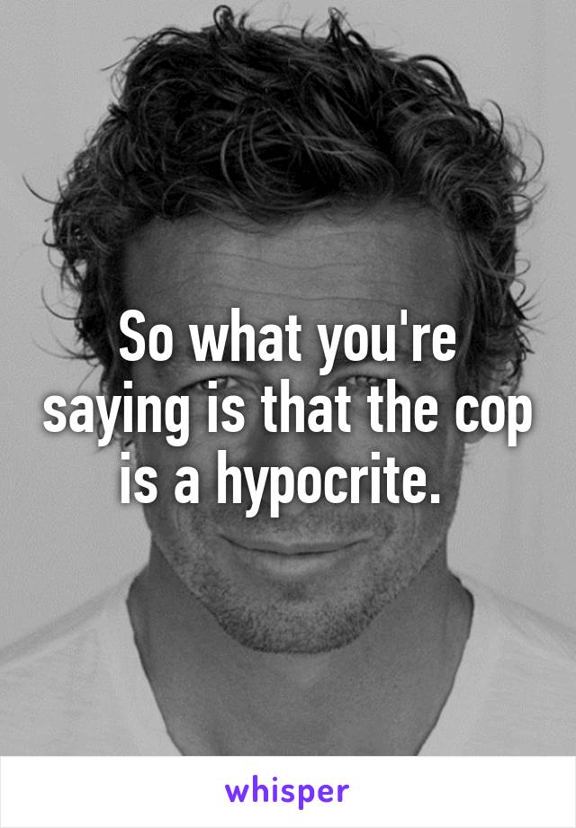 So what you're saying is that the cop is a hypocrite. 