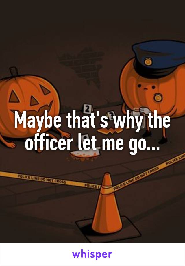 Maybe that's why the officer let me go...