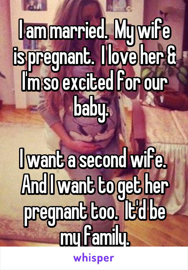 I am married.  My wife is pregnant.  I love her & I'm so excited for our baby.  

I want a second wife.  And I want to get her pregnant too.  It'd be my family.