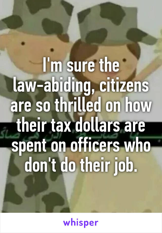 I'm sure the law-abiding, citizens are so thrilled on how their tax dollars are spent on officers who don't do their job.