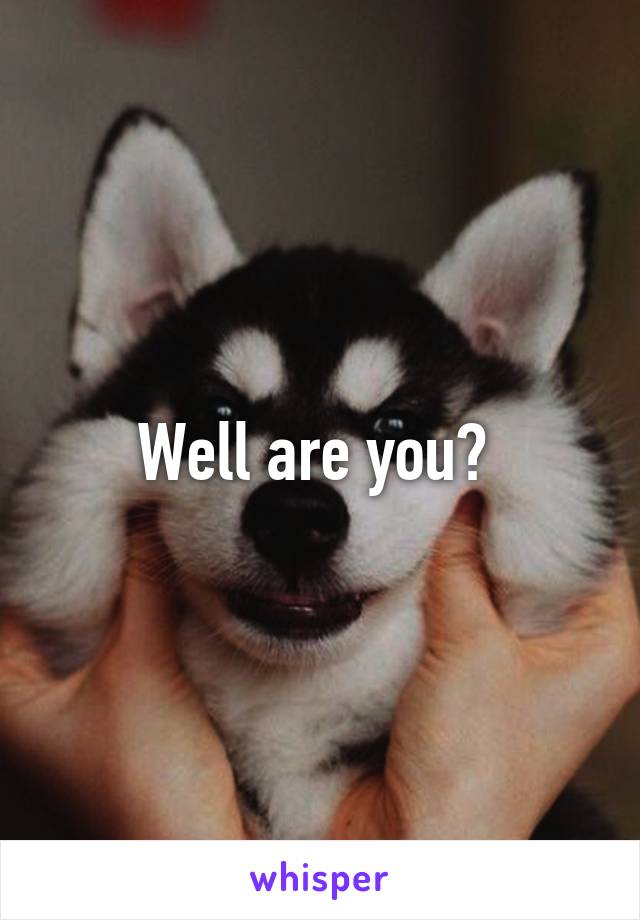 Well are you? 