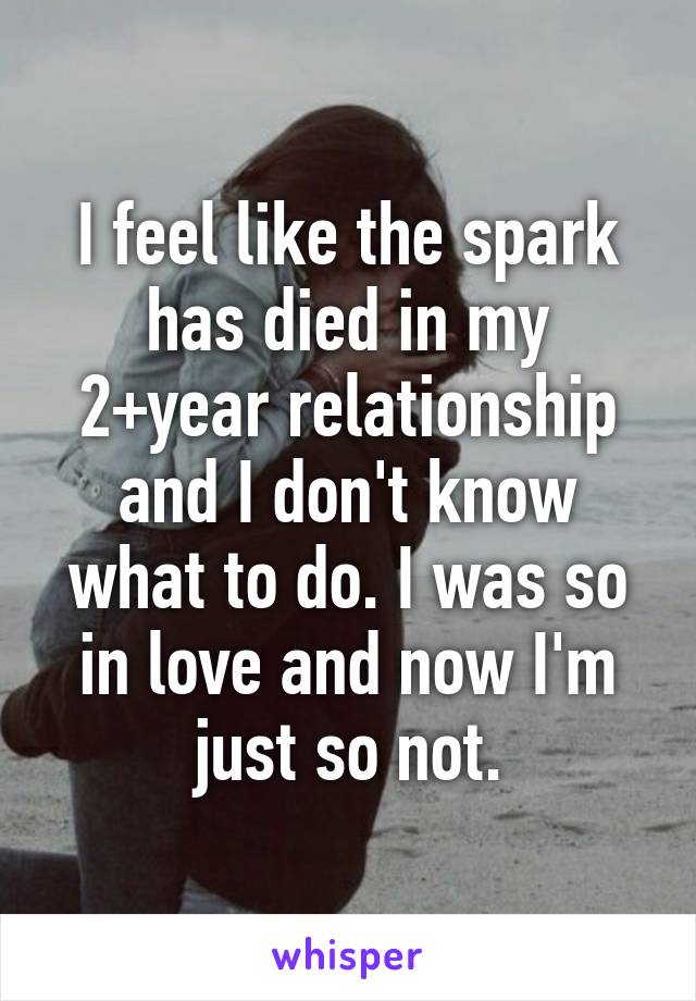I feel like the spark has died in my 2+year relationship and I don't know what to do. I was so in love and now I'm just so not.