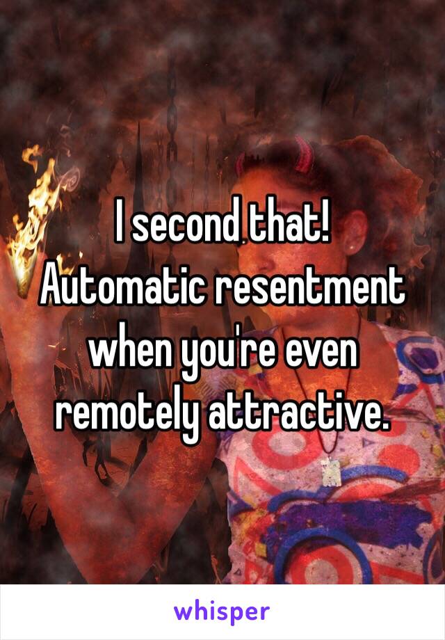 I second that!
Automatic resentment when you're even remotely attractive.
