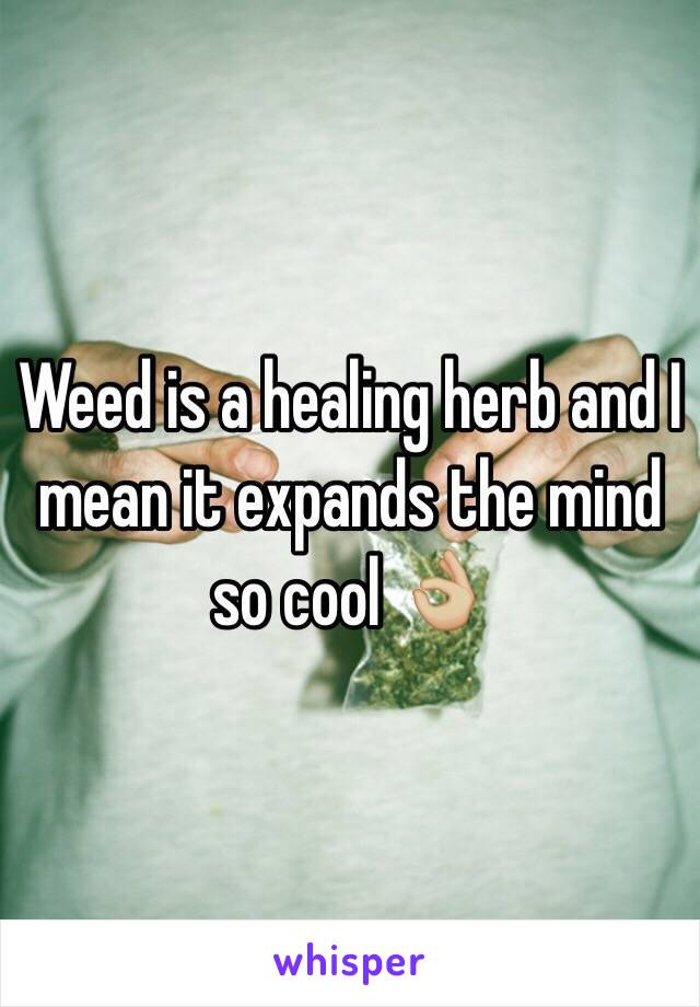 Weed is a healing herb and I mean it expands the mind so cool 👌🏼